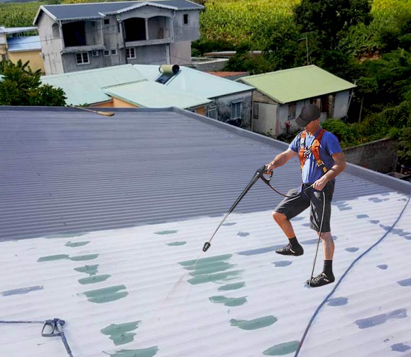 Étanchéité toiture : - PROBOGEY Rénovation 972 : artisan couvreur en Martinique - nettoyage et étanchéité de votre toit tôle, bac acier. resserrage boulons, traitement de la rouille. Peinture hydrofuge